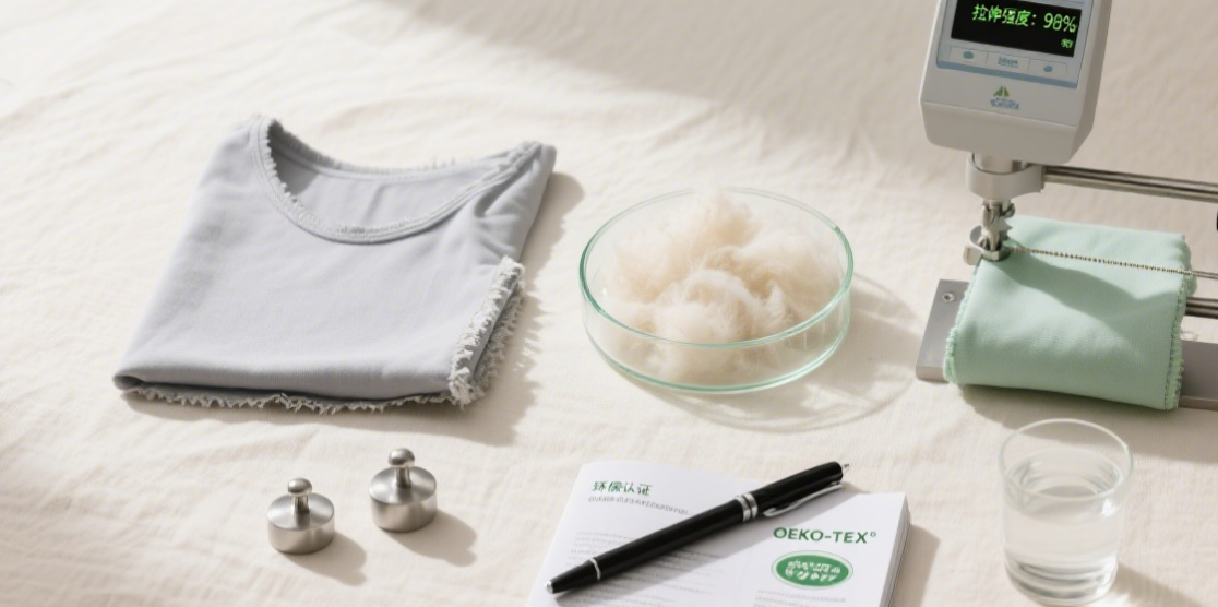 Organic cotton textures and quality inspection emphasizing natural materials